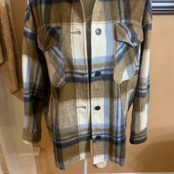 Zara Plaid Wool Blend Shacket - Picture 3 of 9
